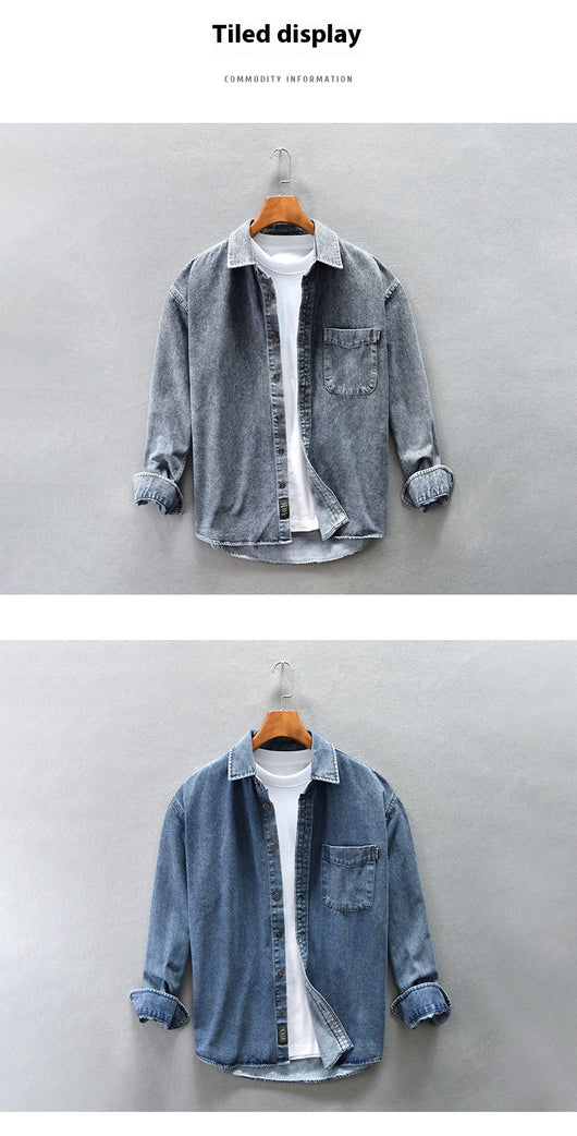 Camisa Denim Holgada con Hombros Caídos para Hombre - Image 27