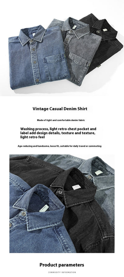 Camisa Denim Holgada con Hombros Caídos para Hombre - Image 28