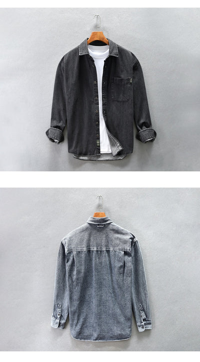 Camisa Denim Holgada con Hombros Caídos para Hombre - Image 29