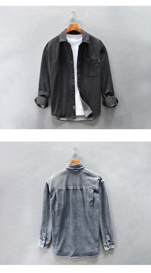 Camisa Denim Holgada con Hombros Caídos para Hombre - Image 29