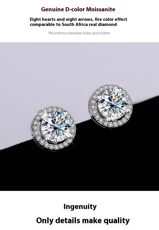 Aretes de Plata Esterlina S925 con Moissanita Redonda Genuina - Diseño Simple y Elegante - Image 25