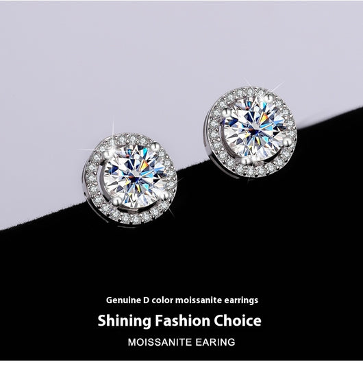 Aretes de Plata Esterlina S925 con Moissanita Redonda Genuina - Diseño Simple y Elegante - Image 29