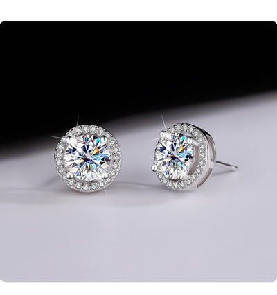 Aretes de Plata Esterlina S925 con Moissanita Redonda Genuina - Diseño Simple y Elegante - Image 36