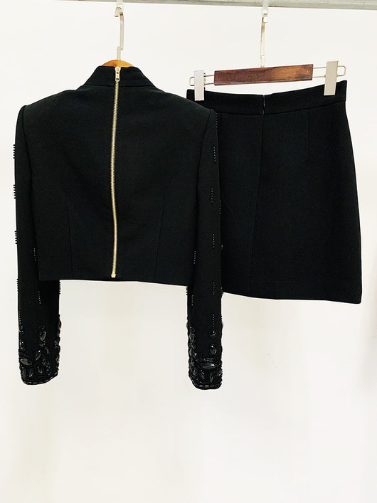 Conjunto de Vestido Corto Elegante con Incrustaciones de Diamantes - Dos Piezas - Image 32