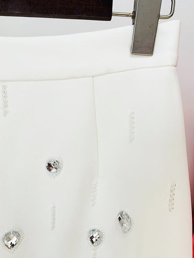 Conjunto de Vestido Corto Elegante con Incrustaciones de Diamantes - Dos Piezas - Image 37