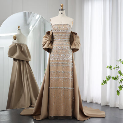Vestido de Noche Satinado con Cuentas y Hombros Descubiertos - Image 17