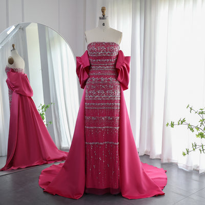 Vestido de Noche Satinado con Cuentas y Hombros Descubiertos - Image 18