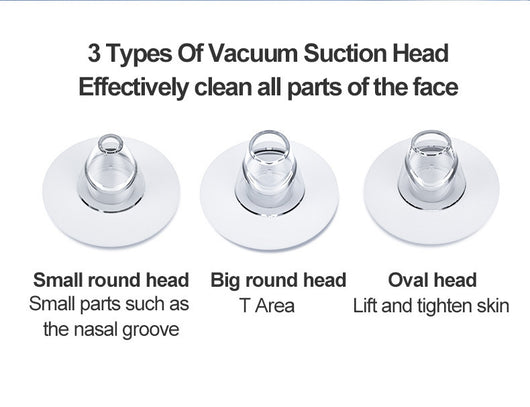 White blackhead vacuum remover with rose gold accents, clear suction head, and control buttons for strong, normal, and soothe modes. - Image 23