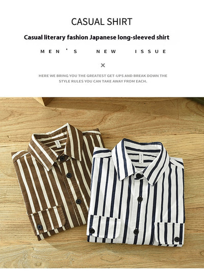 Camisa Suelta a Rayas Remodelada para Hombre Joven - Image 18