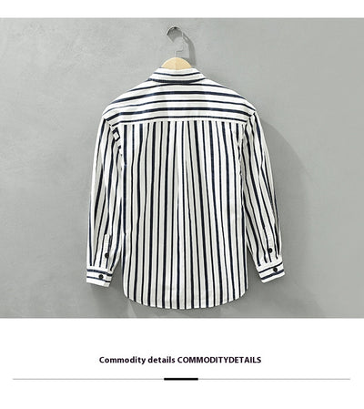 Camisa Suelta a Rayas Remodelada para Hombre Joven - Image 19