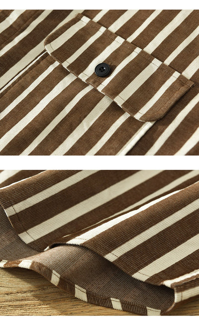 Camisa Suelta a Rayas Remodelada para Hombre Joven - Image 20