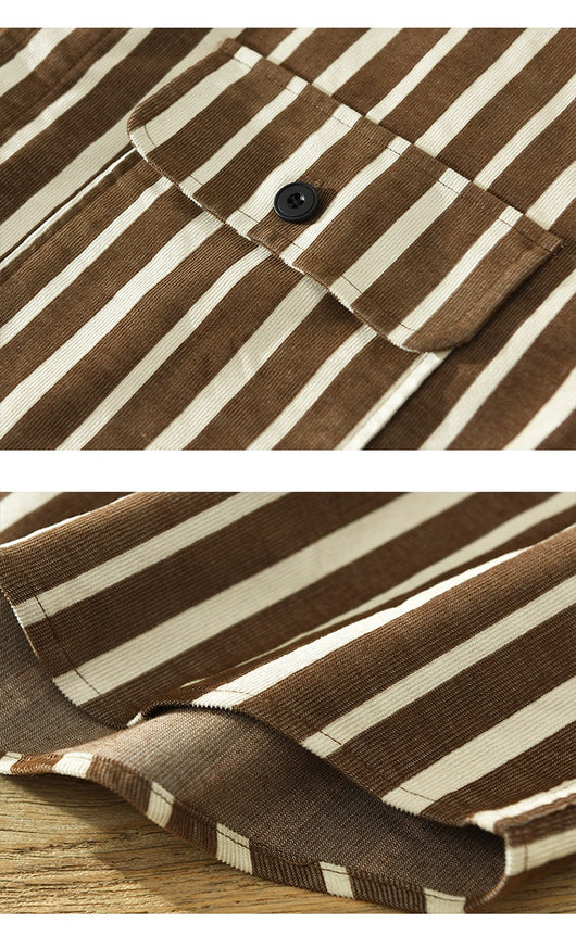 Camisa Suelta a Rayas Remodelada para Hombre Joven - Image 20