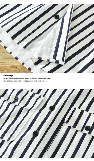 Camisa Suelta a Rayas Remodelada para Hombre Joven - Image 21