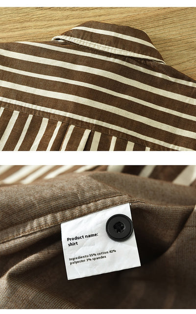 Camisa Suelta a Rayas Remodelada para Hombre Joven - Image 24