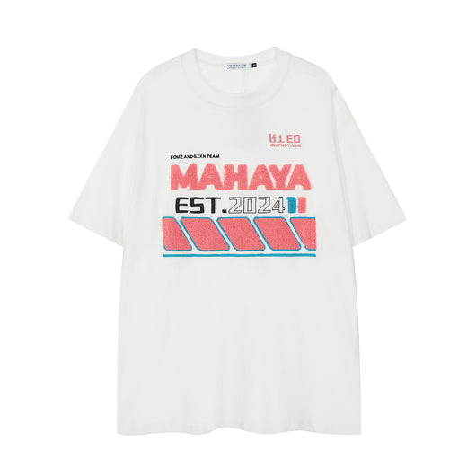 Camiseta Suelta con Letras Bordadas para Hombre - Image 29