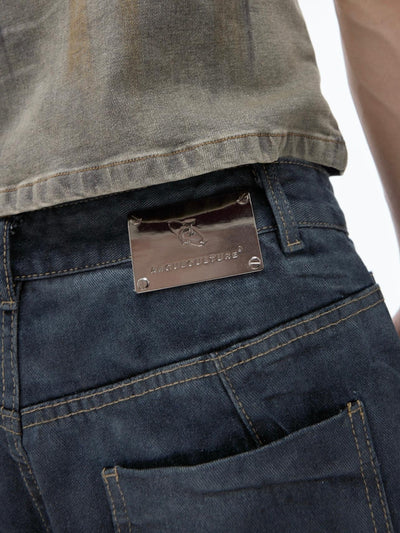 Jeans Rectos Plisados Lavados para Hombre - Estilo Casual Versátil - Image 15