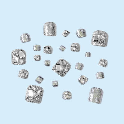 Uñas de Diamante Completo Plateadas - Image 14