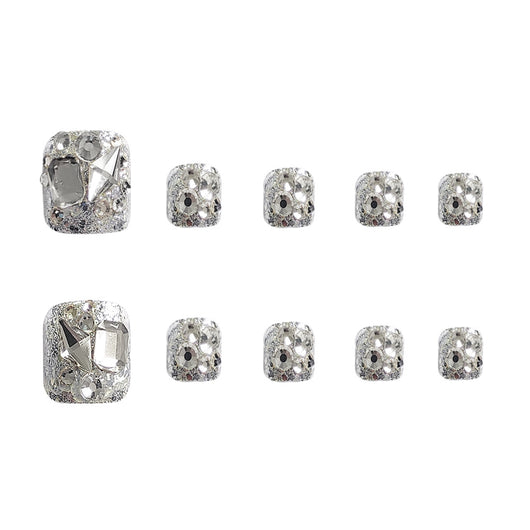 Uñas de Diamante Completo Plateadas - Image 17