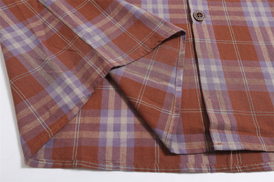 Camisa Cuadros Suelta Manga Corta para Hombre - Image 21