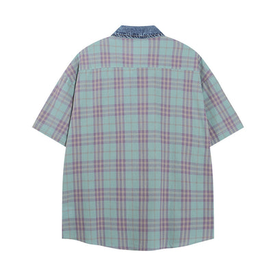 Camisa Cuadros Suelta Manga Corta para Hombre - Image 25