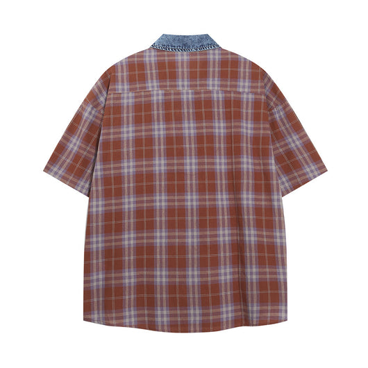 Camisa Cuadros Suelta Manga Corta para Hombre - Image 28