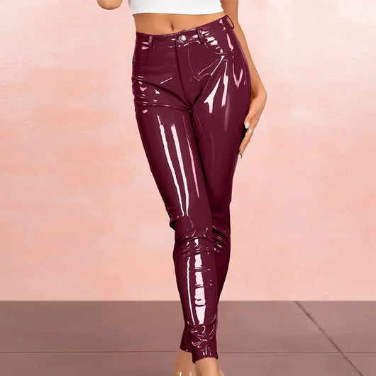 Pantalones Ajustados Brillantes de Cintura Alta Estilo Urbano - Image 30