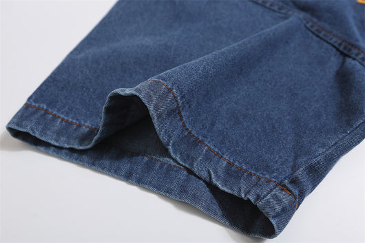Camisa Denim Manga Corta con Bordado de Gato para Hombre - Image 26