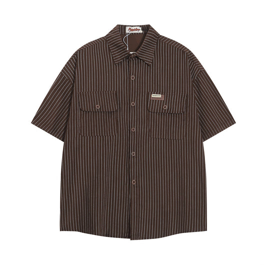 Camisa de Manga Corta con Rayas Verticales para Hombre - Image 25