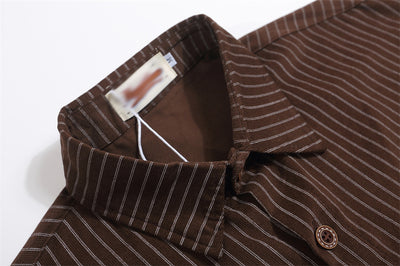 Camisa de Manga Corta con Rayas Verticales para Hombre - Image 26