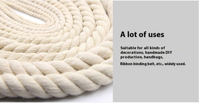Coiled beige three-strand coarse cotton rope, showcasing its natural texture and thickness on a white background. - Image 23