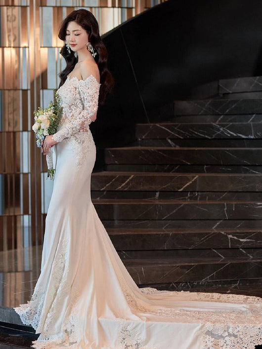 Vestido de Novia Vintage con Encaje Francés y Mangas Largas - Image 16