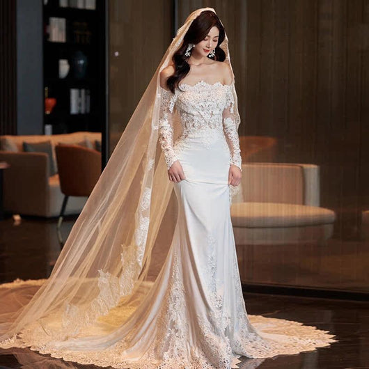 Vestido de Novia Vintage con Encaje Francés y Mangas Largas - Image 17