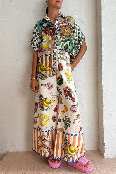Conjunto de Blusa Estampada y Pantalón Ancho Holgado para Mujer - Image 9