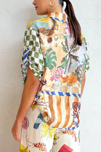 Conjunto de Blusa Estampada y Pantalón Ancho Holgado para Mujer - Image 11