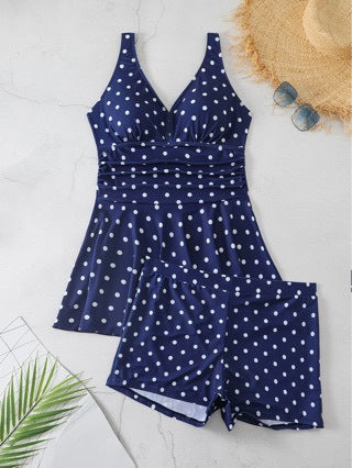 Traje de Baño Tipo Bikini con Falda Estampado Lunares - Talla Grande - Image 9
