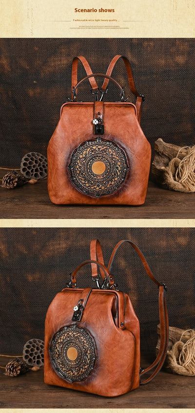 Mochila Retro para Viajes con Diseño en Relieve para Mujer - Image 13