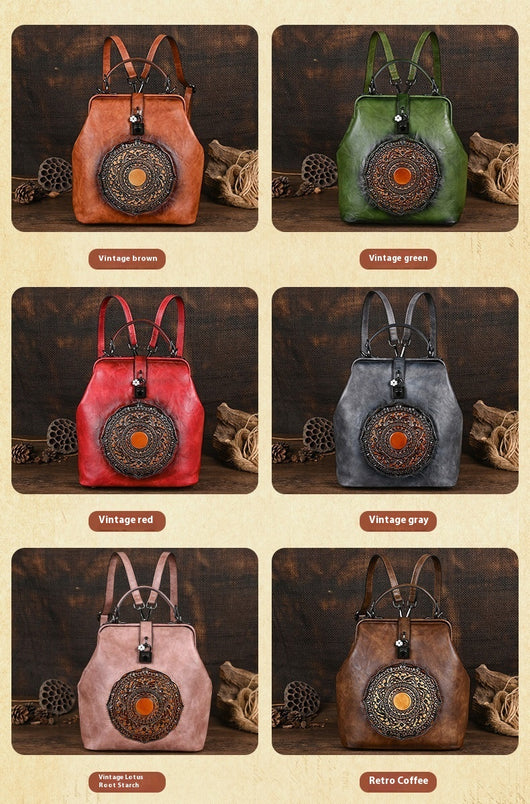 Mochila Retro para Viajes con Diseño en Relieve para Mujer - Image 20