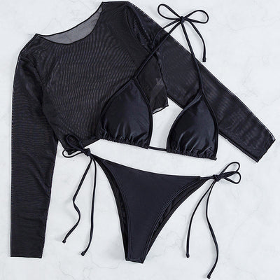 Traje de Baño Tres Piezas con Chaqueta de Malla de Manga Larga para Mujer - Image 19