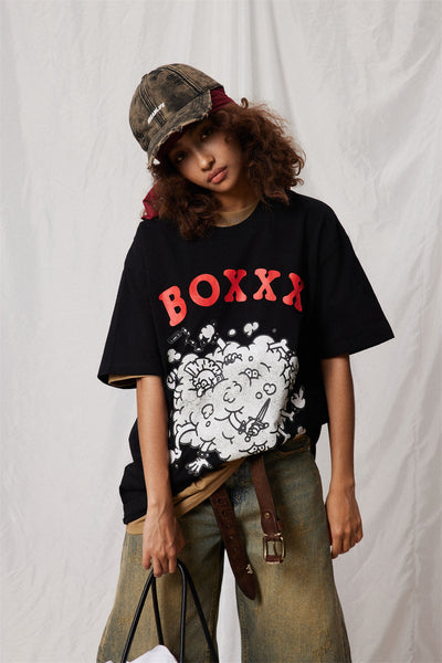 Camiseta Holgada Estampado Caricatura para Hombre - Image 32