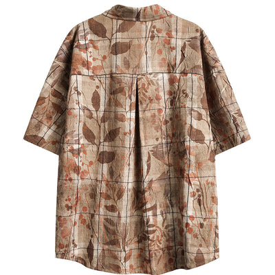 Camisa Suelta Estampado Flores y Hojas para Hombre - Image 22