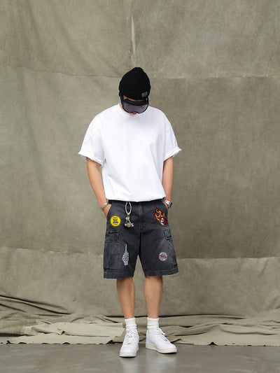 Shorts Cargo Vintage Desgastados con Bordados - Image 12