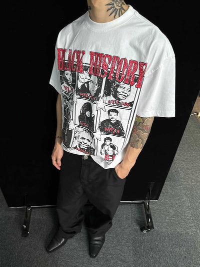 Camiseta Blanca Casual con Estampado Retrato Desgastado - Image 7