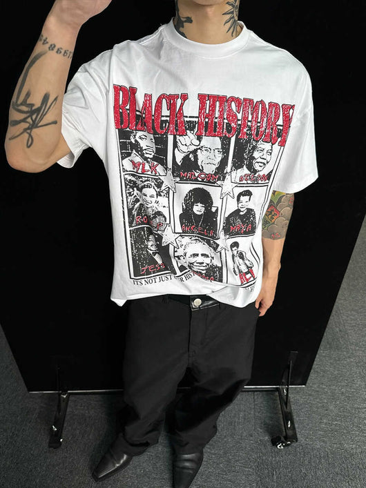 Camiseta Blanca Casual con Estampado Retrato Desgastado - Image 9