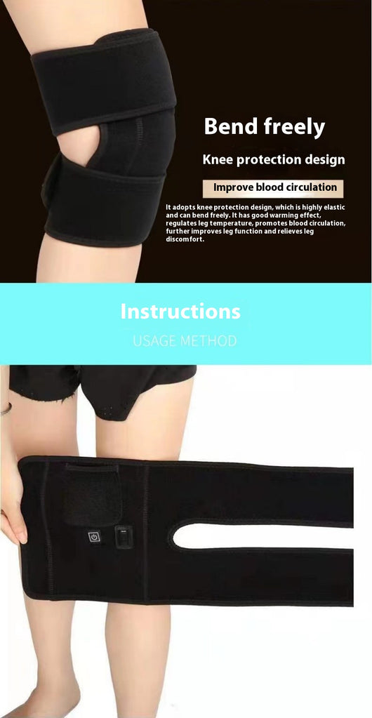 Black electric heating knee pad with power and temperature controls, designed for warmth and physical therapy. - Image 11