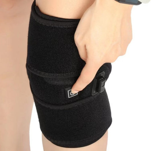 Black electric heating knee pad with power and temperature controls, designed for warmth and physical therapy. - Image 14