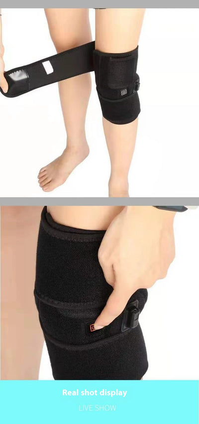Black electric heating knee pad with power and temperature controls, designed for warmth and physical therapy. - Image 16