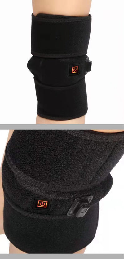 Black electric heating knee pad with power and temperature controls, designed for warmth and physical therapy. - Image 17
