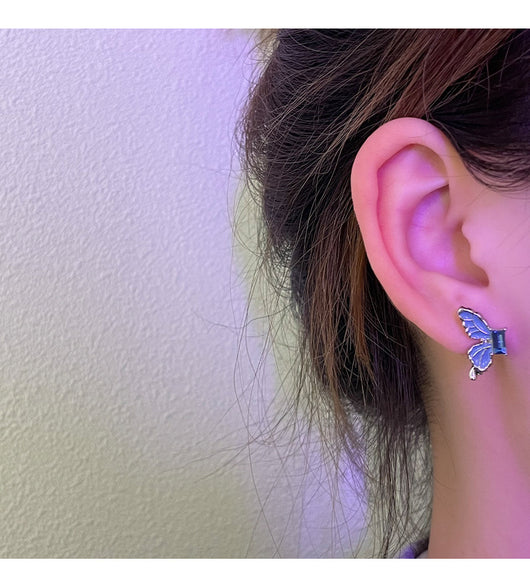 Aretes Mariposa Azul con Pintura al Óleo - Image 11