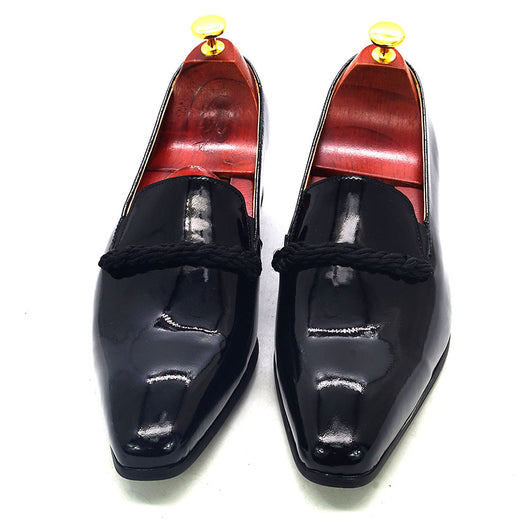 Mocasines Formales de Cuero Charol Negro Punta Aguda para Hombre - Image 25
