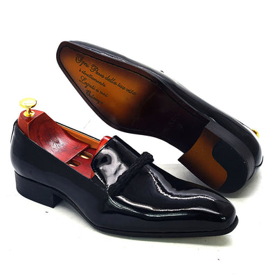 Mocasines Formales de Cuero Charol Negro Punta Aguda para Hombre - Image 29